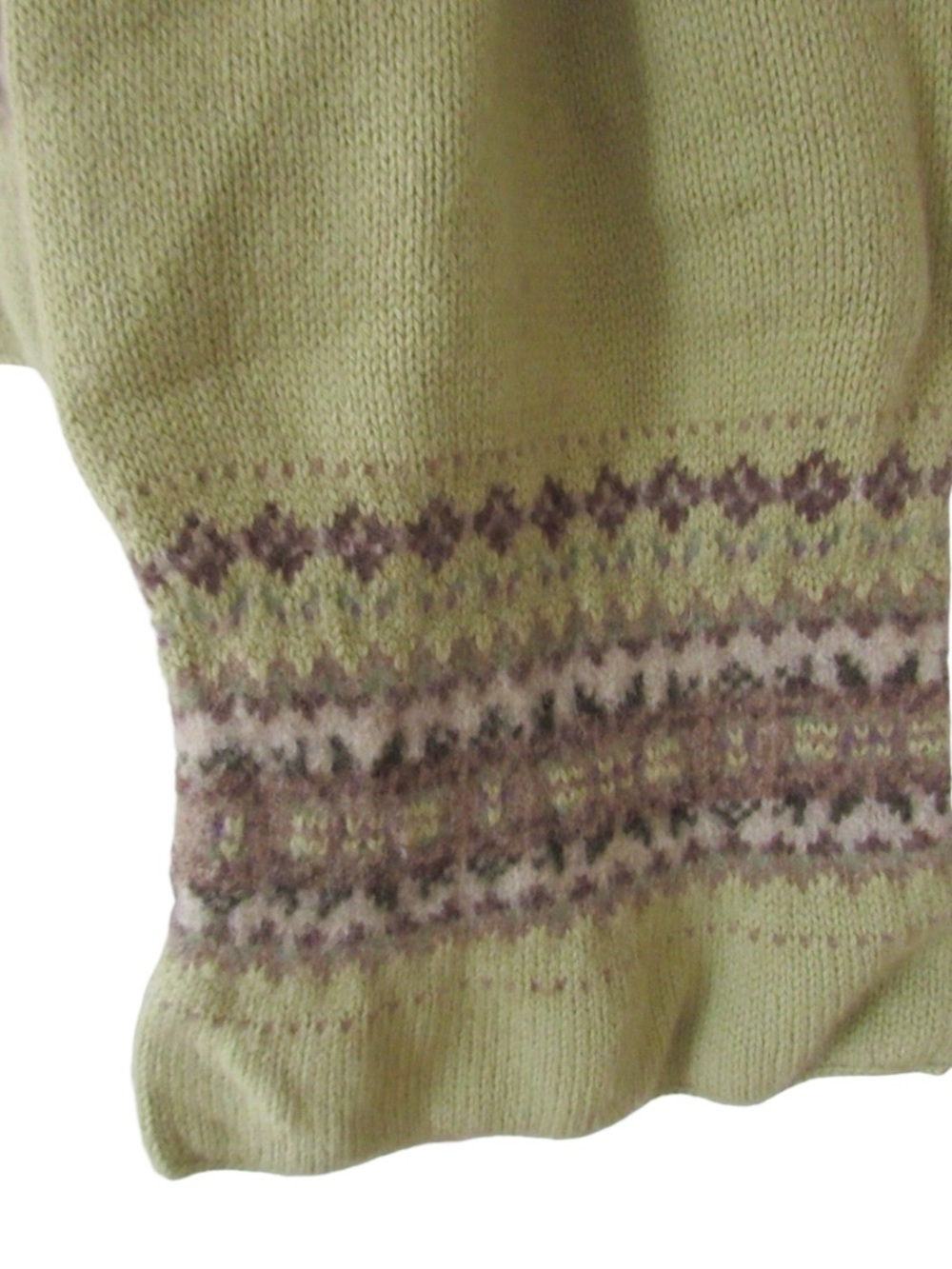 Eddie Bauer Olive Green Knit Scarf with Patterned Trim - Picture 3 of 5